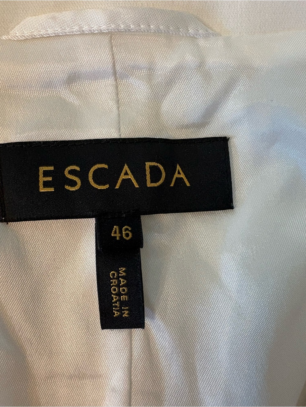 Escada Bethney Blazer Womens 46 US XL White Pick Stitch Shawl Lapel - Picture 5 of 10